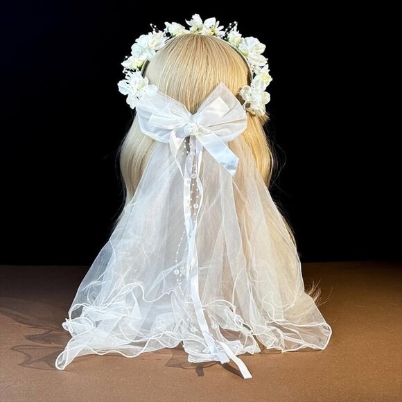 Flower Crown Headband Bridal Veil Floral Wreath for Weddings and Parties